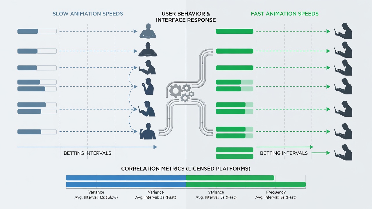 Data visualization of betting interval distributions linked to animation speed settings in regulated video poker environments