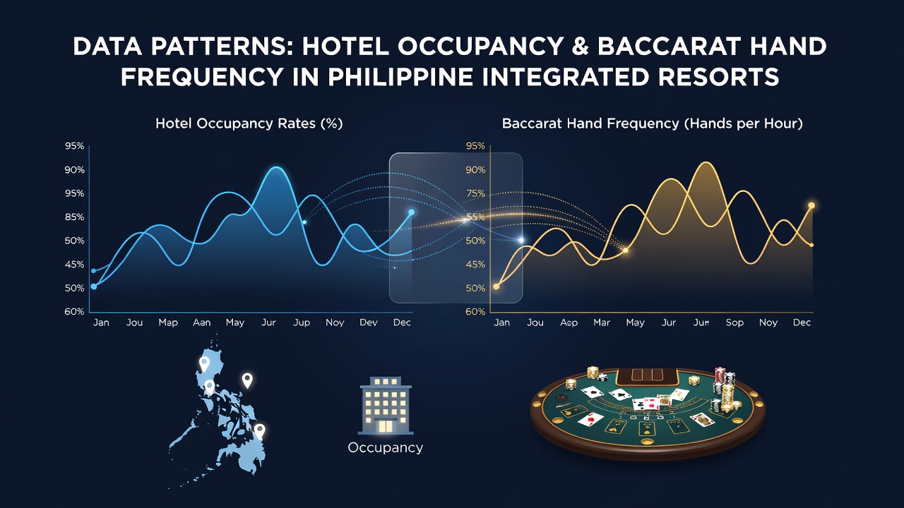 Integrated resort casino floor in the Philippines showing baccarat tables and hotel guest flow patterns