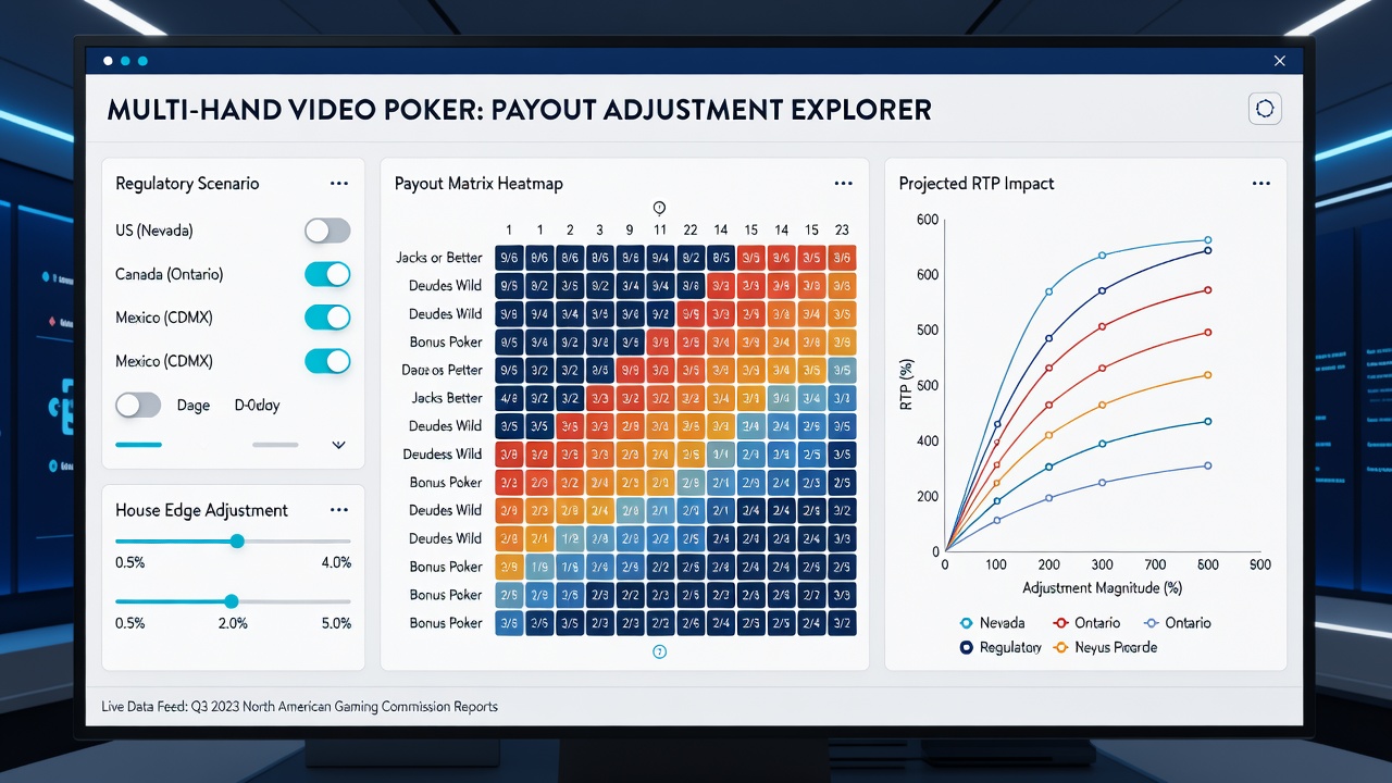 Data charts displaying session duration and hands played before and after payout matrix changes