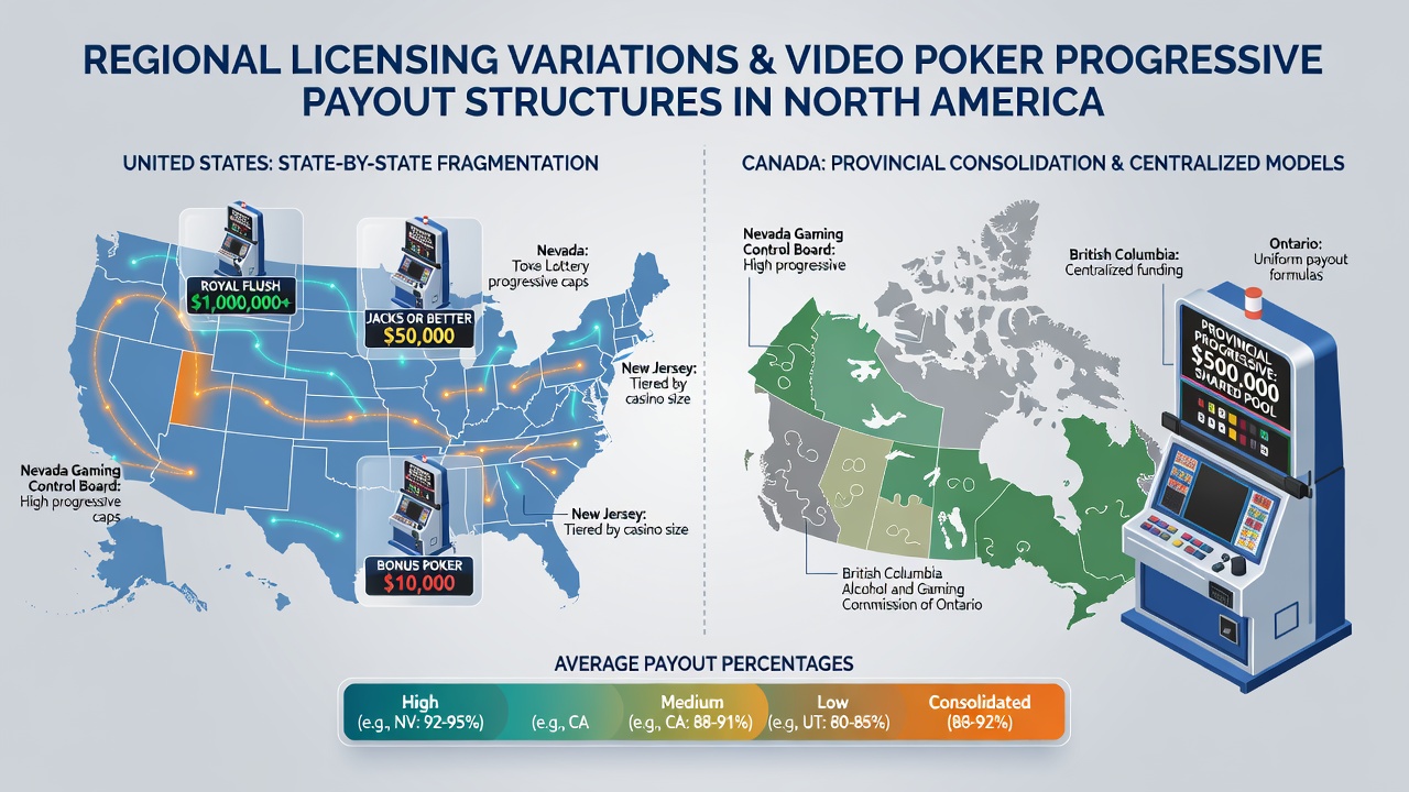 Detailed view of payout tables and progressive meter interfaces used on licensed North American video poker platforms