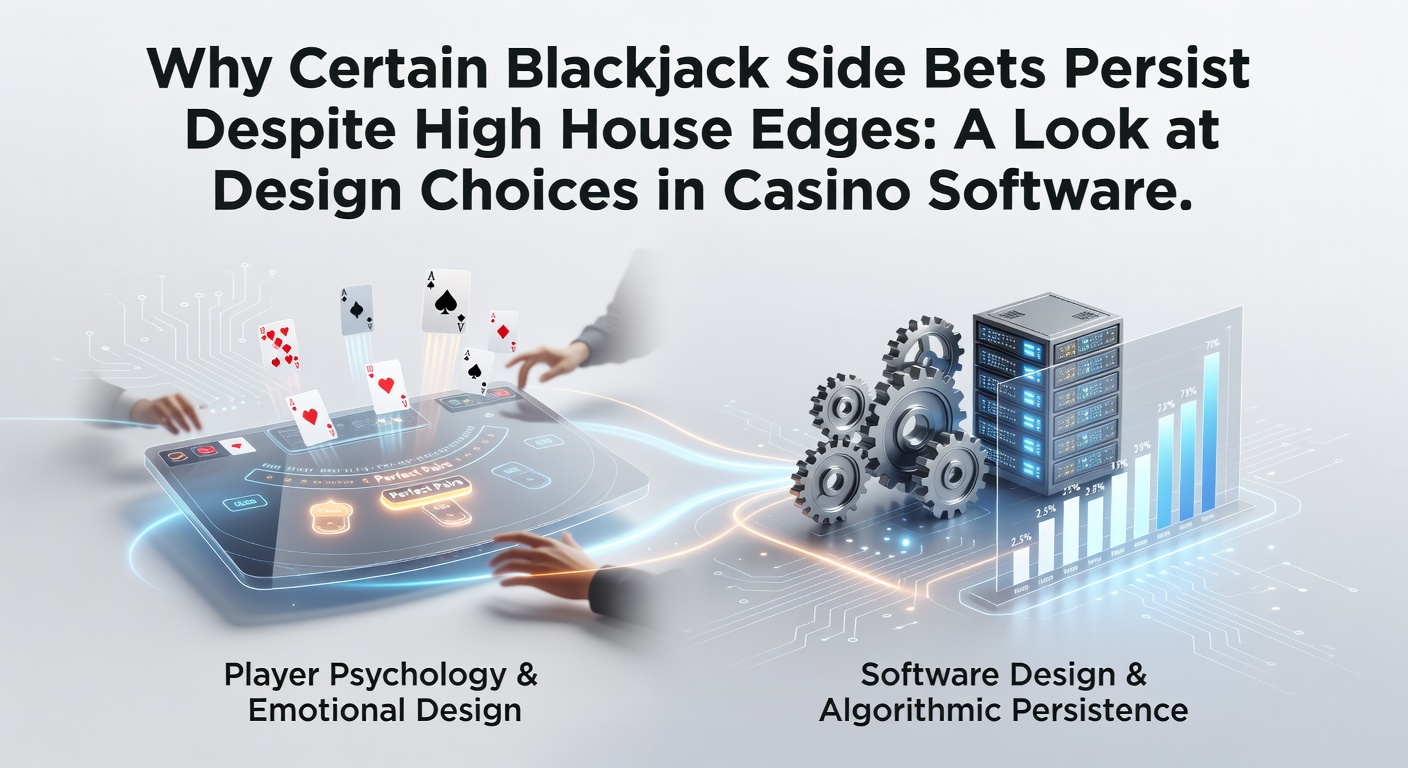 Casino software interface showing blackjack side bet options with payout tables and player engagement metrics